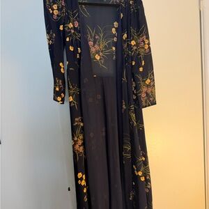 Reformation Melba Floral Navy Dress